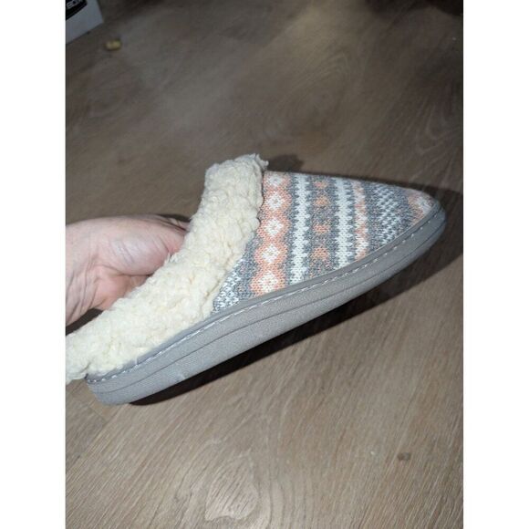 Women's Pink and Grey Cozy Slippers,House Shoes Hard Soles Sz 36 / 37 - Picture 4 of 9